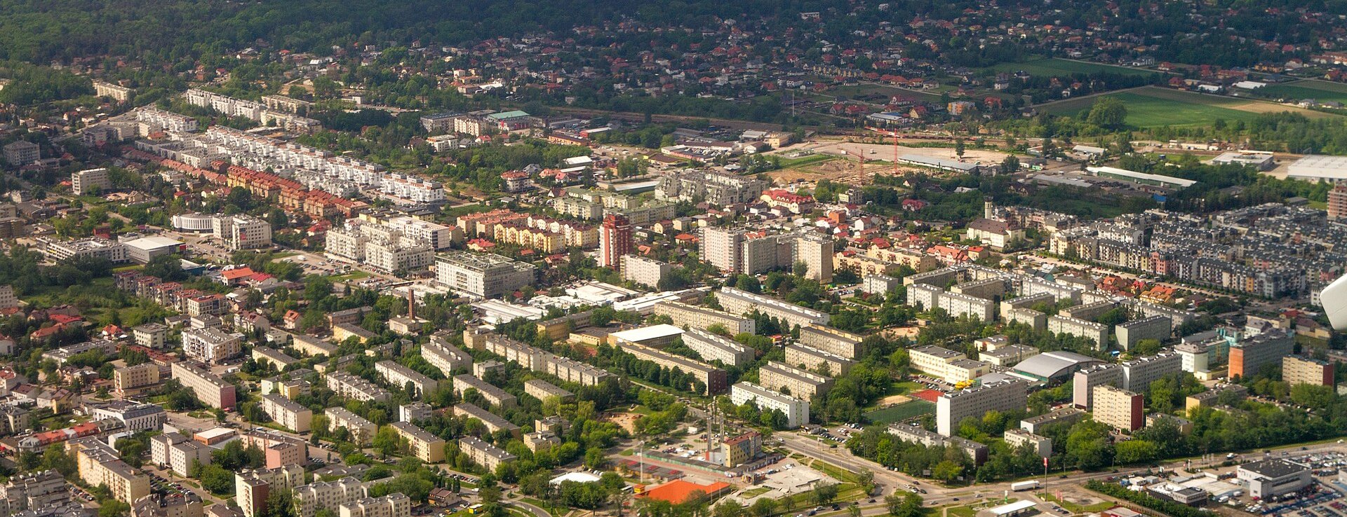 Widok z lotu ptaka na zabudowę Piaseczna